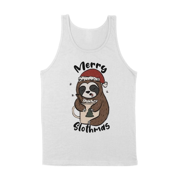 Merry Slothmas Tank Top Unisex Large White