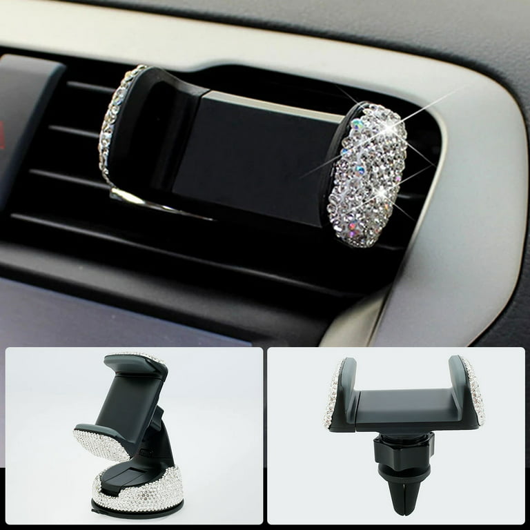 Toorise 15pcs Car Accessories for Women Interior Bling Dual USB Car Charger Glitter Mobile Phone Holder for Car Headrest Hooks Bling Crystal Car