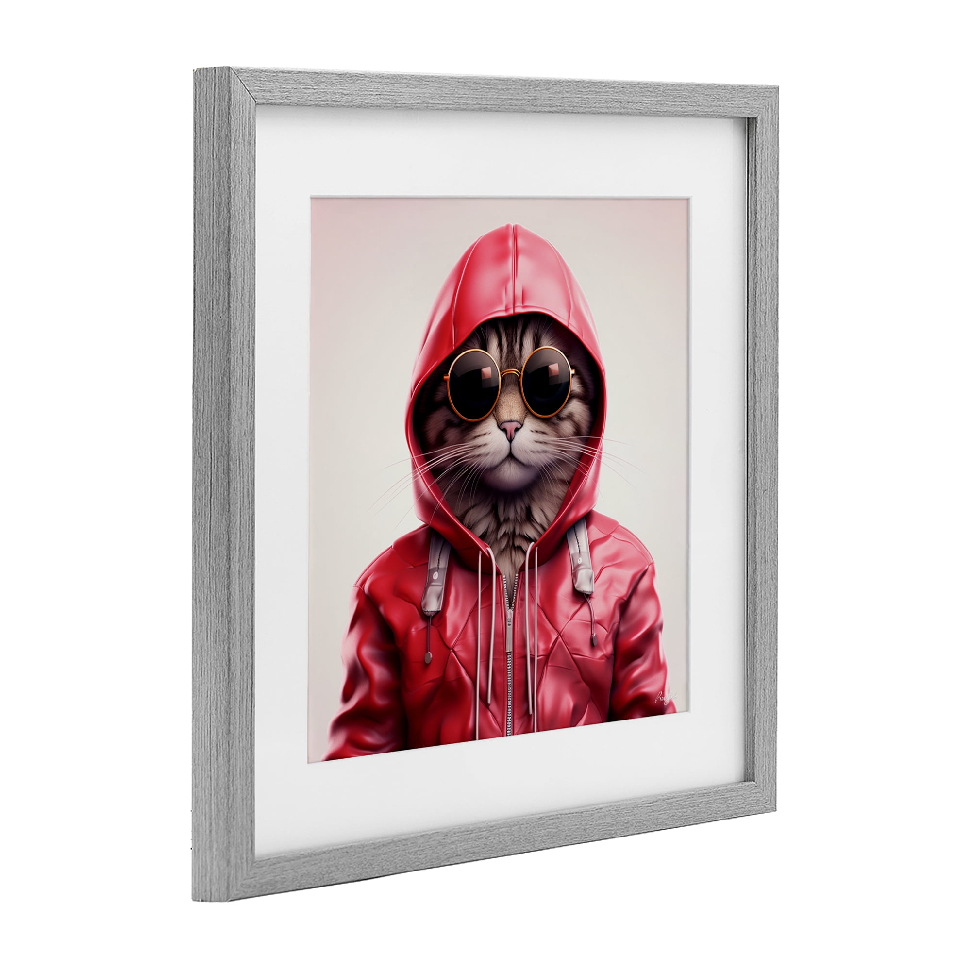 Stupell Industries Hipster Cat in Stylish Jacket Gray Framed Print Under Glass, design by Roozbeh