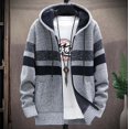 thumbnail image 2 of Men's Winter Sweater Thick Fleece Lined Warm Knitted Cardigan Hoodie Heavyweight Zip Up Baggy Jacket Coat, 2 of 3