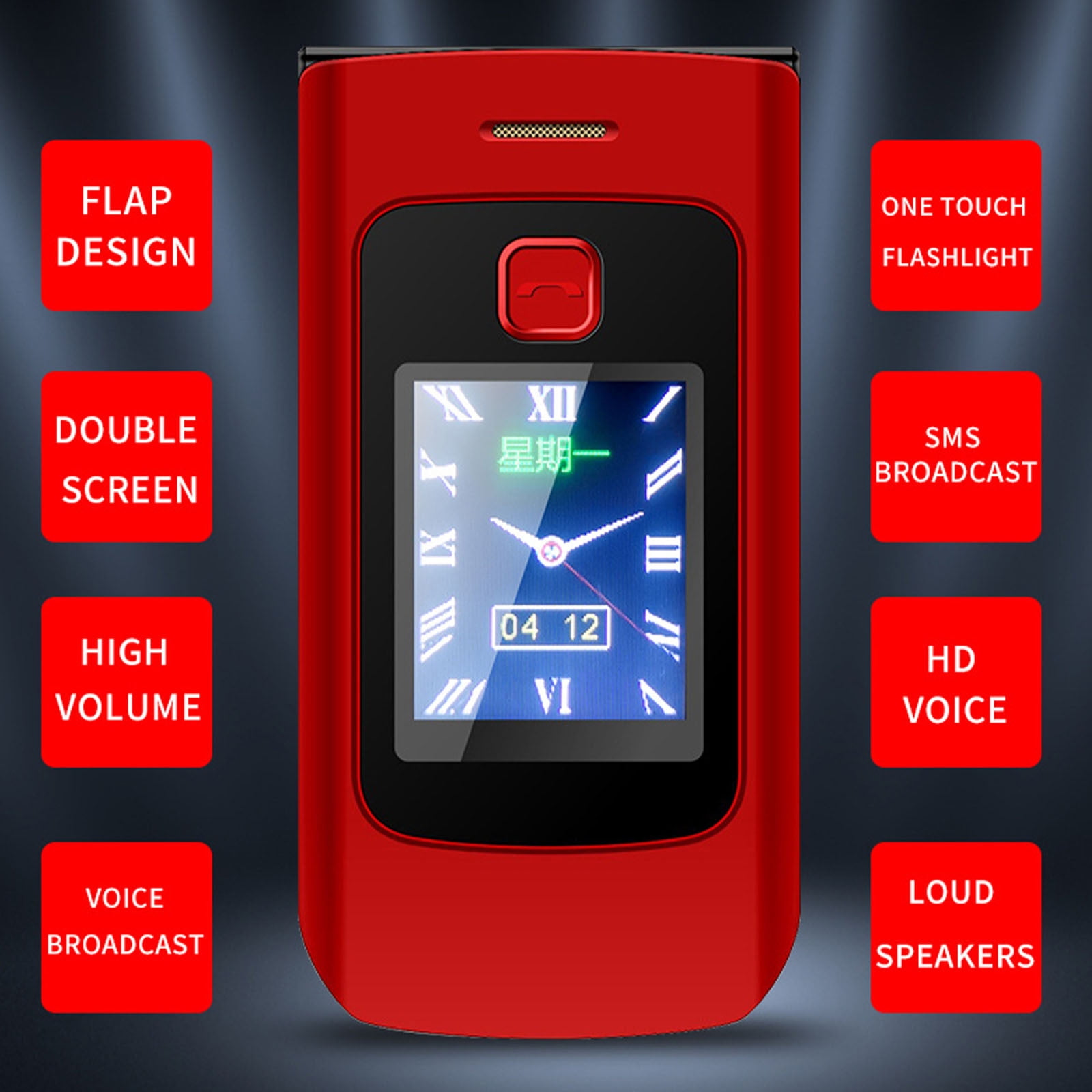 C Dual Screen Flip Phone With 2.6In Inner Display, 2.0In Outer Screen, 4800Mah Battery, Dual Sim, Fm Radio, Camera, Flashlight - Unlocked Senior Cell Phone (Gsm 850/900/1800/1900Mhz)