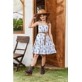 thumbnail image 6 of Arshiner Girls' Summer Sundress Blue-floral Boho Spaghetti Strap Ruffled Tiered Midi Dresses Casual Cami Dress Size 12-13Y, 6 of 8