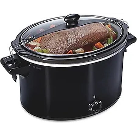 CONCETTA 8-Quart Slow Cooker with 3 Cooking Settings Dishwasher-Safe Stoneware Crock & Glass Lid,Black