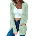 thumbnail image 2 of Lightweight Long Sleeve Cardigans for Women Spring Fall Casual Outerwear Button Up Lapel Collar Blouses (S, Green), 2 of 5