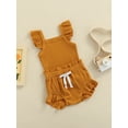 thumbnail image 3 of Qmyliery Infant Girl Ribbed Clothe Casual Set, Pure Color Bodysuit + Drawstring Shorts, 3 of 9