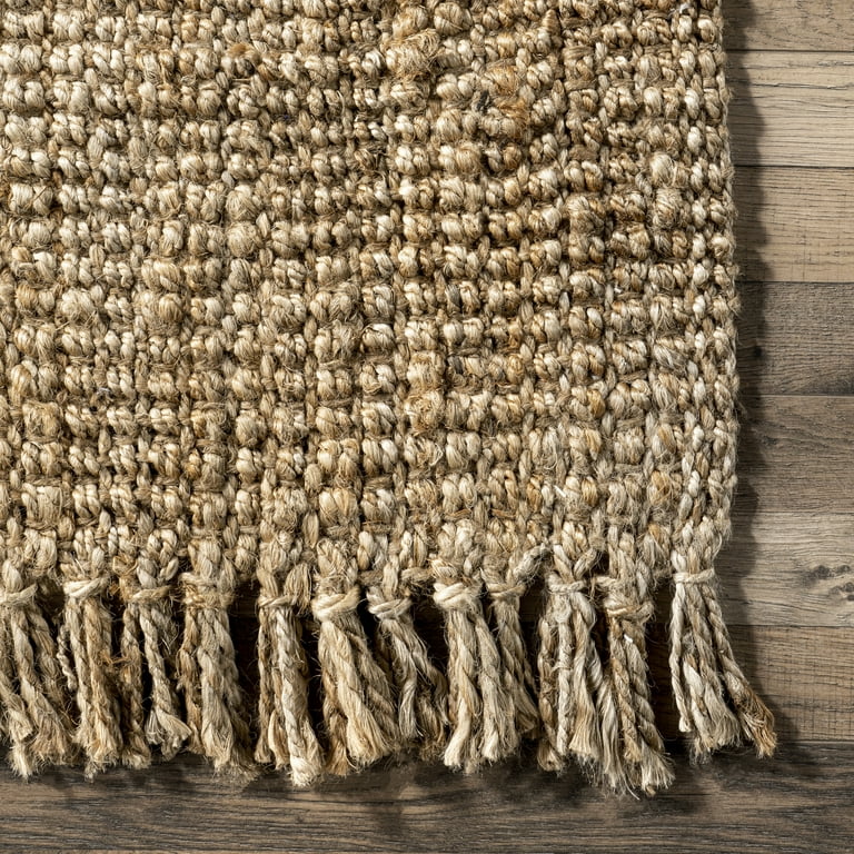 nuLOOM Natura Hand-Woven Jute Area Rug, Beige, Ideal for Living