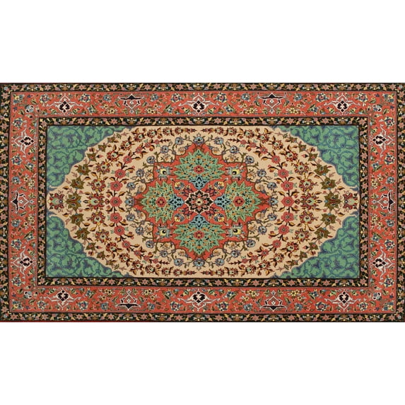 Ahgly Company Indoor Rectangle Traditional Saffron Red Persian Area Rugs, 2' x 5'