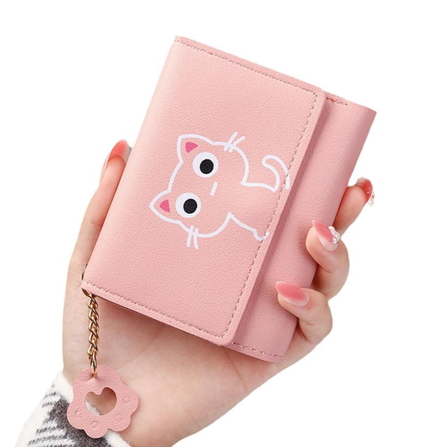 SharkTRUE Cute Cartoon Cat Women Wallet - Stylish Design with Card Slots and Photo Pocket