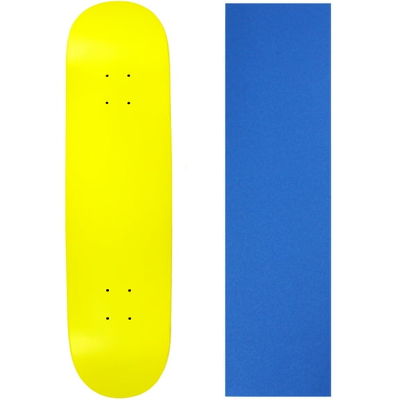 skateboard deck pro 7-ply canadian maple neon yellow with griptape 7.5" - 8.5"