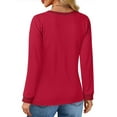 thumbnail image 4 of MOSHU Color Block T Shirts for Women V Neck Long Sleeve Womens Shirts Loose Fall Tops with Pocket, 4 of 8