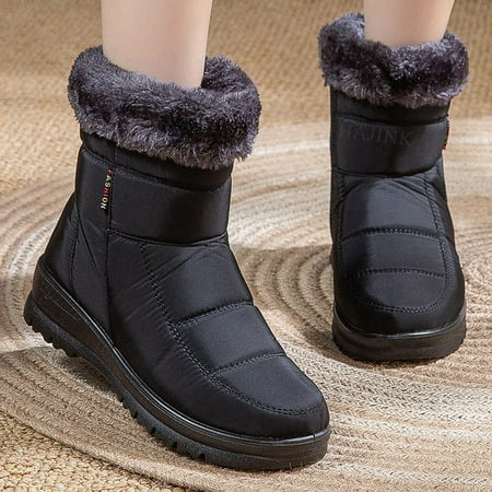

Women Boots Ankle Waterproof Winter Boots For Women Snow Botas Mujer Warm Black Winter Shoes Women Heels Platform Boots Female
