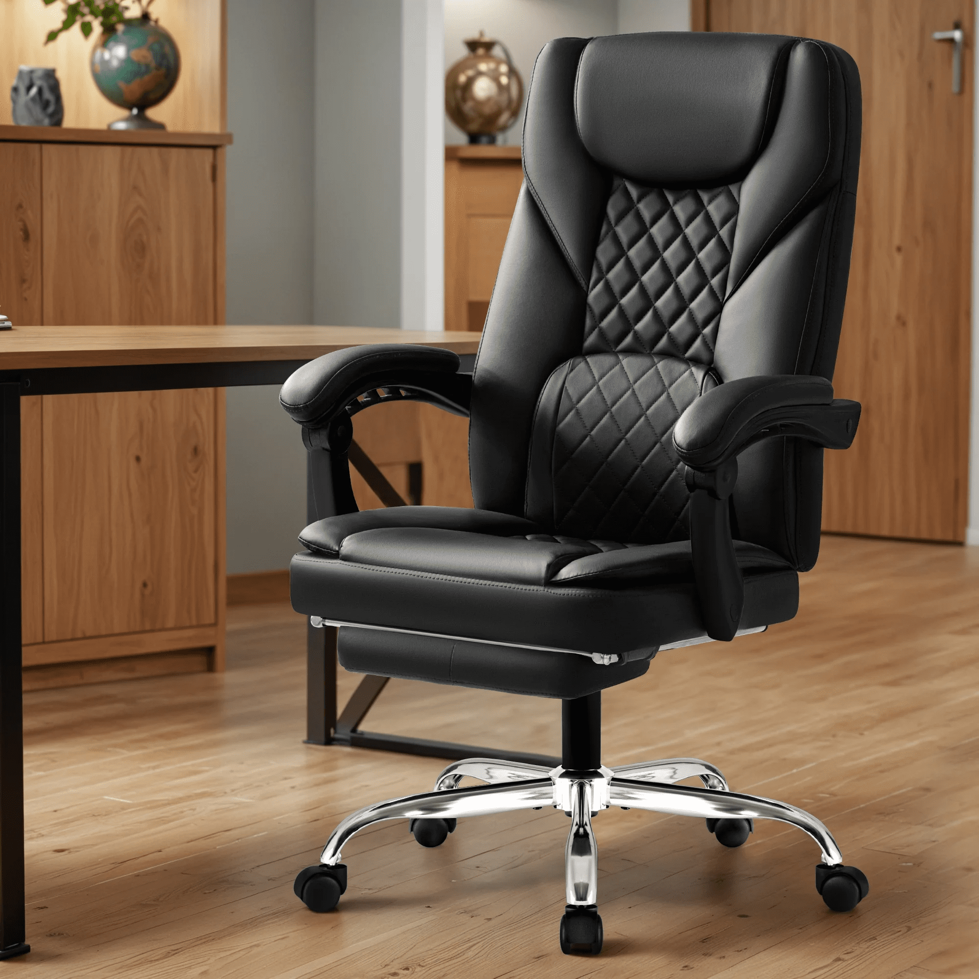 Homall Home Office Chair Adjustable Executive Leather Chair With Arms ...