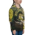 thumbnail image 3 of Fotbe Deep Forest Stone Green Dragon Pattern Youth Pullover Hooded Sweatshirt, Boys Hoodie, Kangaroo Pocket Hoodie for Kids Girls -Small, 3 of 6