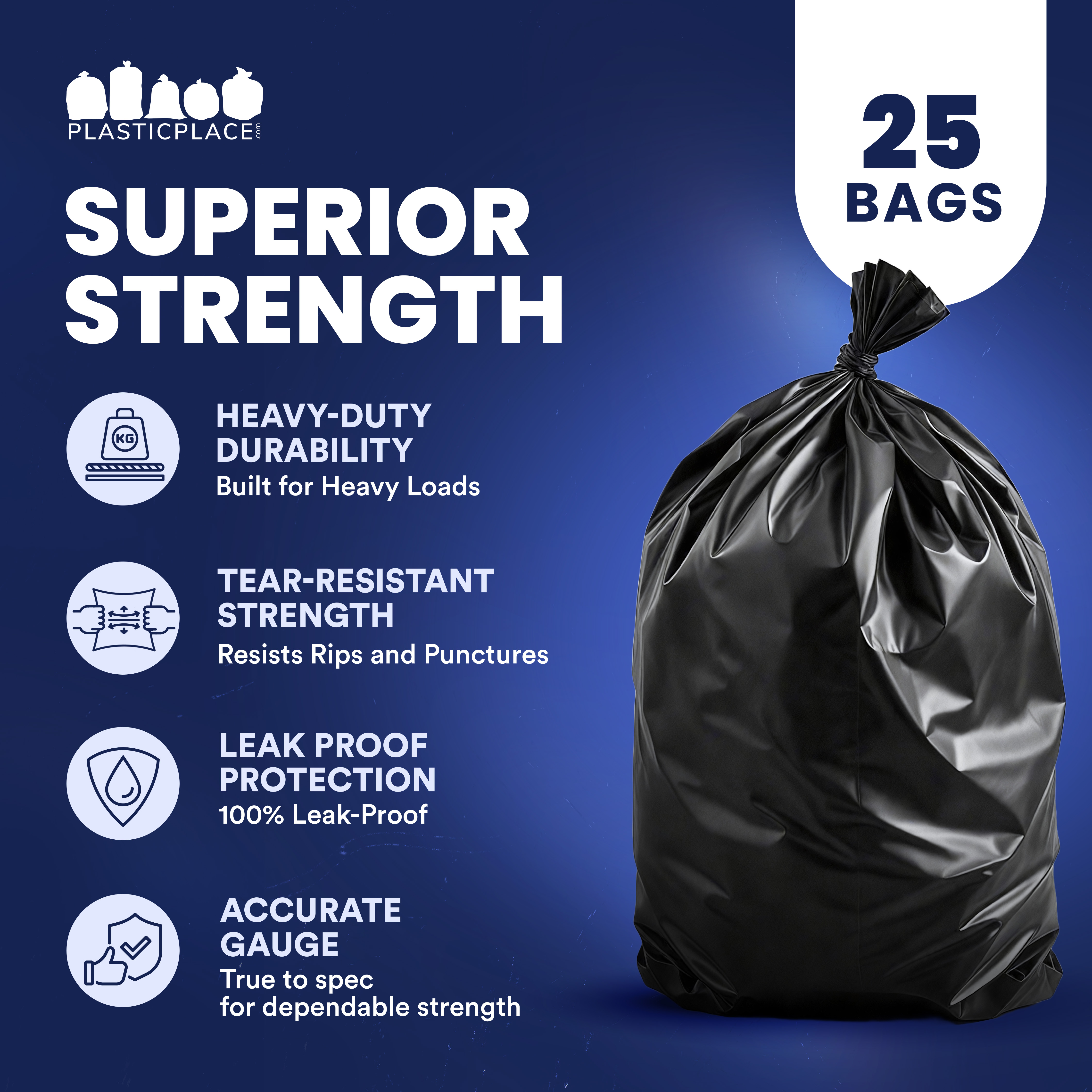 Plasticplace 64-65 Gallon Trash Bags for Toter, 25 Count photo 5
