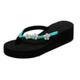thumbnail image 2 of Zpanxa Slippers for Women Rhinestone Slope Heel Open Toe Flowers Slippers Clip-Toe Shoes Comfy Sandals Casual Comfortable Beach Sandals Flip Flop Shoes Flip Flops for Women Green 43, 2 of 8