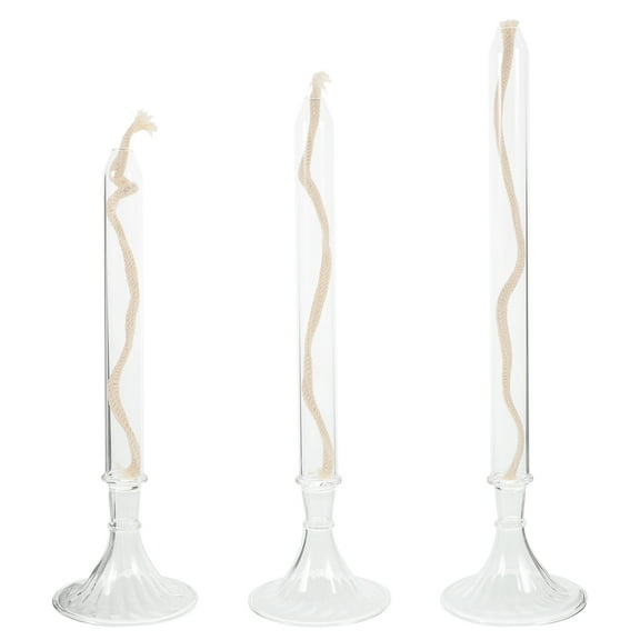OFFIGAM Set of 3 Retro Clear Glass Oil Lamps, Vintage European Style Decorative Lanterns, 11.8 x 2.8 x 2.8 Inches