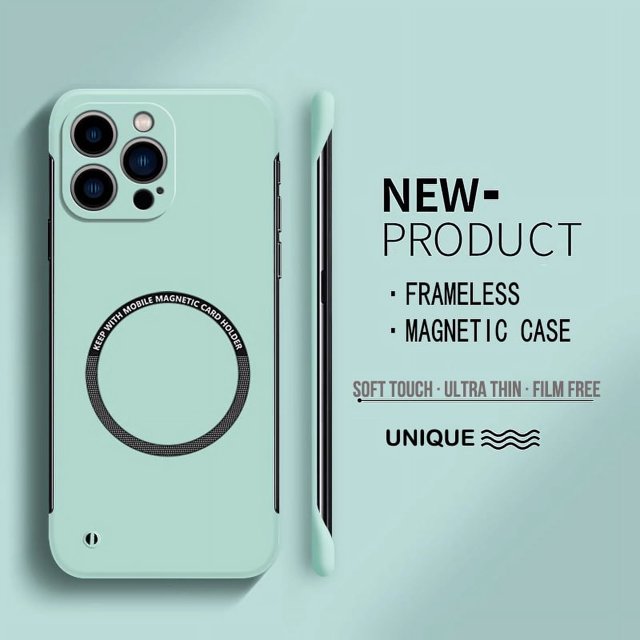 Ultra Thin Hard PC Magnetic Frameless Phone Case For Magsafe iPhone 15 14 Pro Max 13 12 Mini 11 Pro Max Matte Color Solid Cover