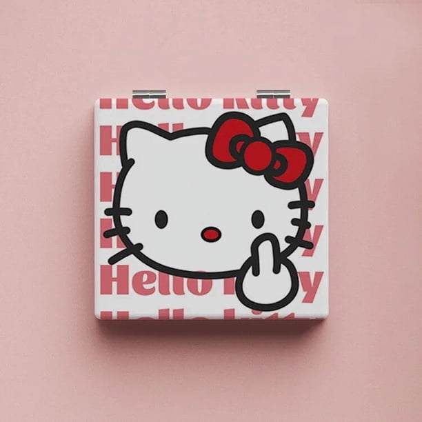 Espejo pequeño Kawaii Sanrio anime hello kitty, espejo de maquillaje plegable para estudiantes, patrón de doble cara