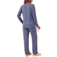thumbnail image 4 of Weekease Woman Pajamas Set Henley Neck Long Sleeve Tops Drawstring Pants Two Piece Outfit Loungewear with Pockets, 4 of 7