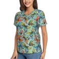 thumbnail image 5 of Yiaed Retro Flying Butterflies Print Women's T Shirt V-Neck Short Sleeve Shirt Casual Breathable Tee Summer Tops-Small, 5 of 5