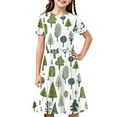 thumbnail image 2 of MKOSPLRT Girls Summer Stretchy Dress A Line Twirly Skater Dresses Short Sleeve Crew Neck Retro Print Dress Casual Swing Sundress 4-14Y, 2 of 8