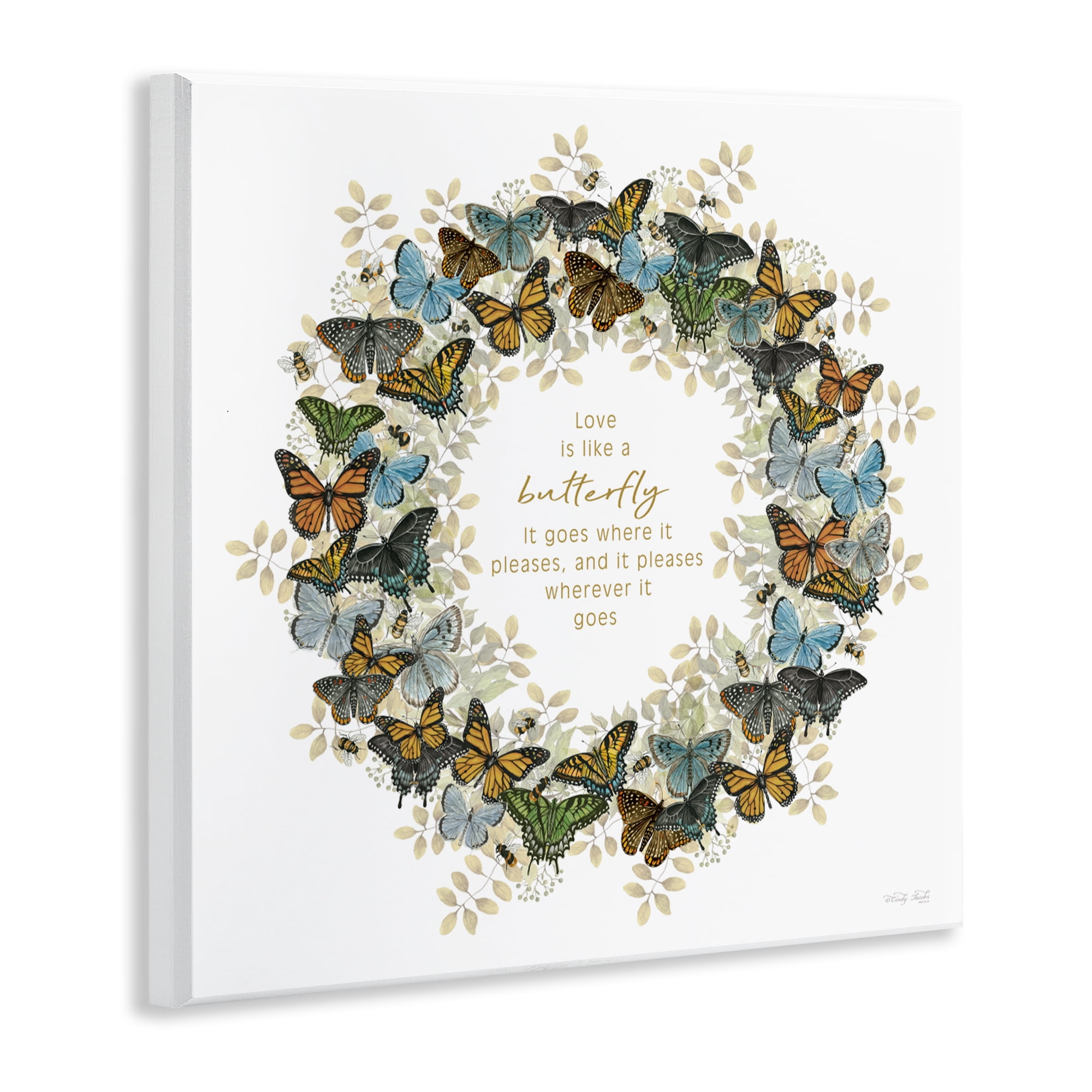 Stupell Industries Life Is Like A Butterfly Wreath Wall Plaque Art, design by Cindy Jacobs
