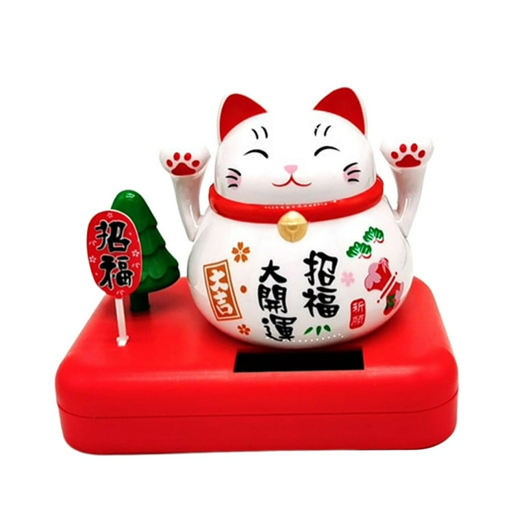 Maneki Neko Japanese Lucky Cat Figures Solar-Powered Dancing Toy