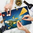 thumbnail image 4 of Earth Cutting Board, United States View in Space Rising Sun over the Earth and Its Landforms, Decorative Tempered Glass Cutting and Serving Board, Large Size, Blue Green Pale Brown, by Ambesonne, 4 of 5
