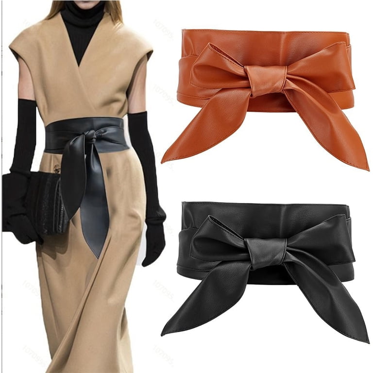 2 Colors PU Leather Wrap Around Waist Band 48.03 Inch Tie  display picture 3