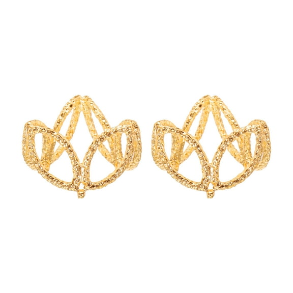 Crystal Ball Display Holder Crown Shaped Egg Stand 1.9 Inch Gold Tone 2Pcs