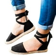 thumbnail image 4 of Yuanlong Women's Sandals Square Closed Toe Espadrille Flats Sole Sandals Lace Up Tie Ankle Strap Casual Outdoor Summer Shoes, 4 of 7