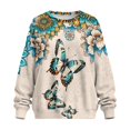 thumbnail image 4 of HELLHERO Butterfly Mandala Print Women Sweater Long Sleeve, Fall Fashion Crewneck Pullover Tops Oversized Sweatshirt Size M, 4 of 7