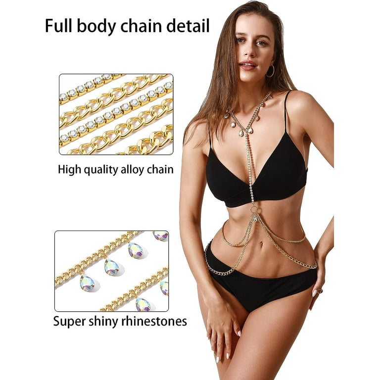 Rhinestone Body Chains Jewelry For Women And Girls Sexy Belly Waist Chain  Bikini Beach Accessories Suitable for a Variety of Carnival scenes 