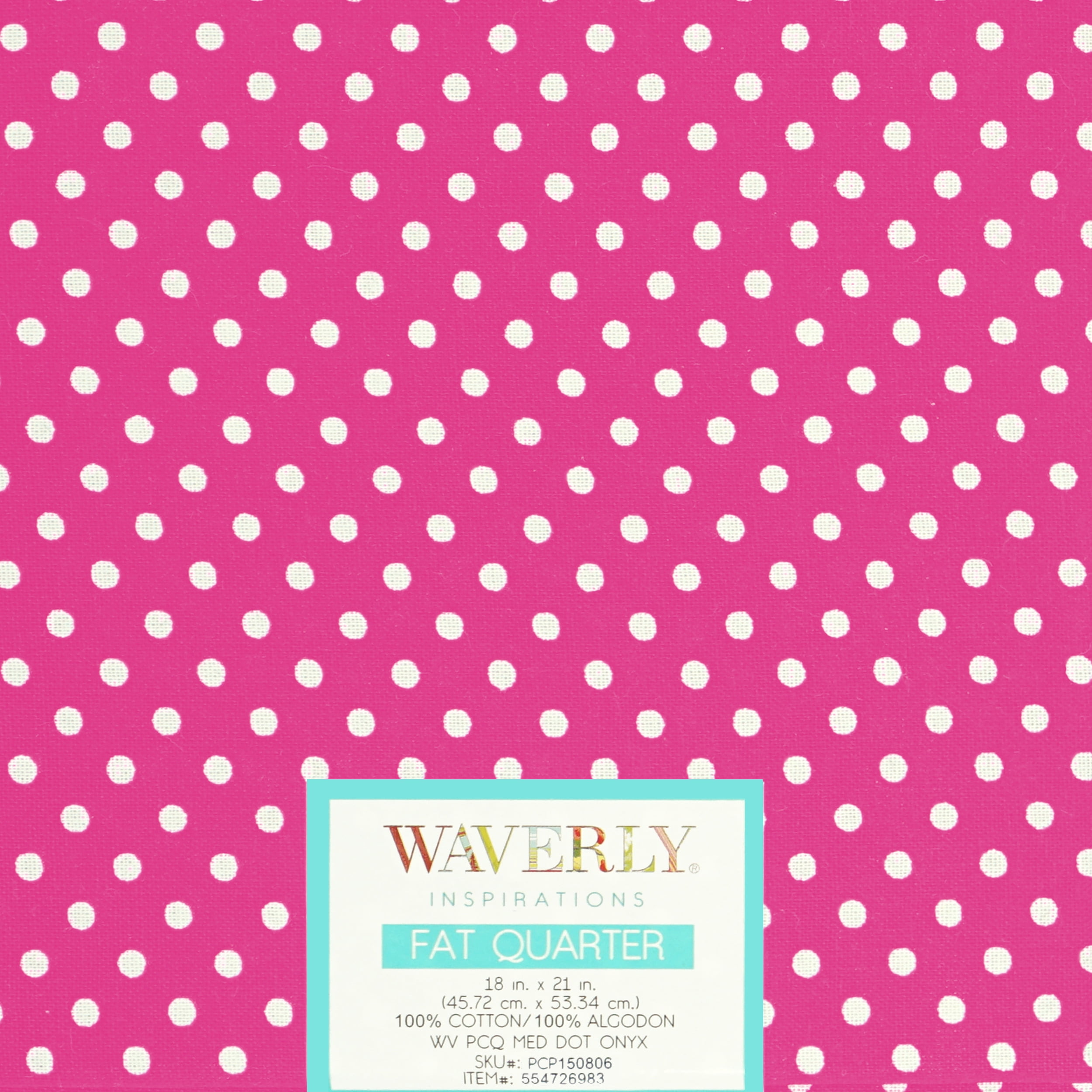 (4 pack) Waverly Inspirations Cotton 18" x 21" Fat Quarter Medium Dot MAGENTA Print Fabric, 1 Each