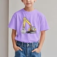 thumbnail image 2 of Virmaxy (3-15 years old) Kids Baby Digger Printed Shirt Boys Girls Casual Round Neck Short Sleeve Tops Summer Half Sleeve T-shirt Purple-2 4 Years, 2 of 6