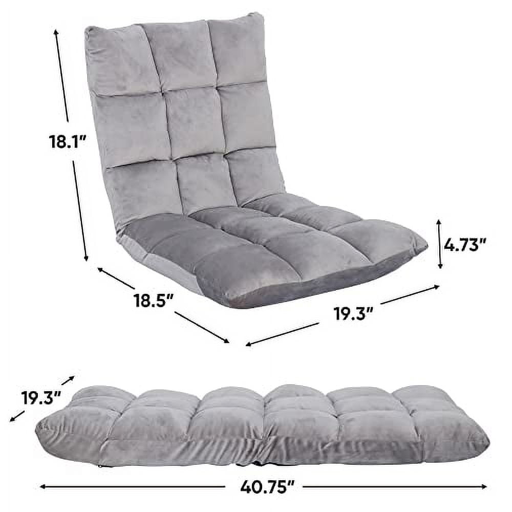 Gaming Floor Chair Adjustable 14-Position Floor Sofa Bed Foldable Floor Cushions Seating Video Game Chairs Bean Bag Chair Reading Chair for Adults - Teens for Bedroom Living Room Indoor,Grey