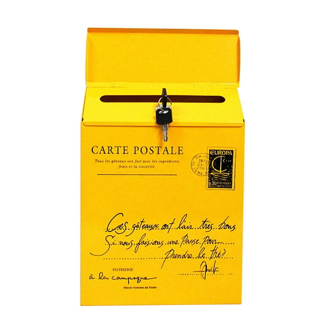 CAROOTU Iron Lock Letter Box Vintage Wall Mount Mailbox Mail Postal Letter Newspaper Box