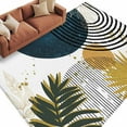 thumbnail image 2 of Rectangle Area Rugs 6 x 9 Ft, Boho Middle Century Non-Slip Residential Carpet, Navy Blue Yellow Abstract Sun Modern Indoor Crawling Mats Runner Rugs for Living Room/Dining Room/Bedroom, 2 of 8