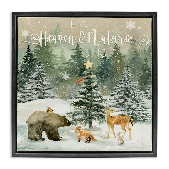 Stupell Industries Inspiring Woodland Animals Landscape Painting Black Floater Framed Canvas Art Prints Wall Art, 18 x 18