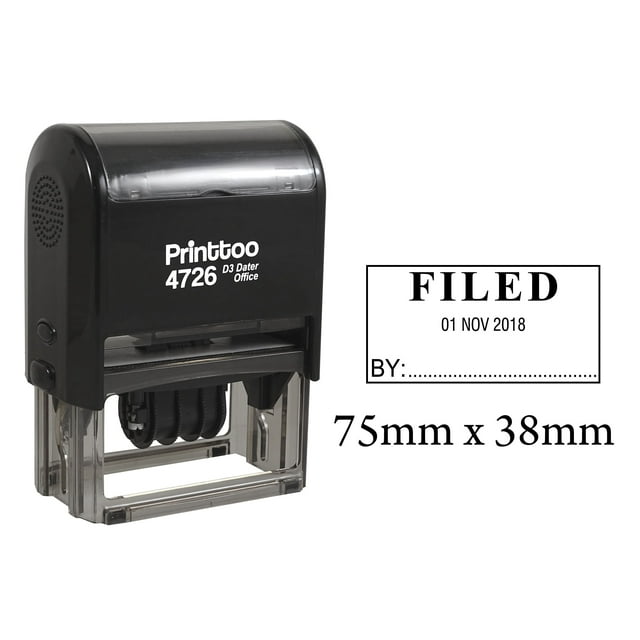 Printtoo Office Stationery Dater Stamp With Filed By Text Date Self Inking Rubber Stamp-Black