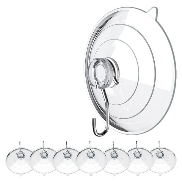 8 de Ventosa de 6 cm, Transparentes, con Gancho de Metal, Grandes, Sin Perforar y Reutilizables.