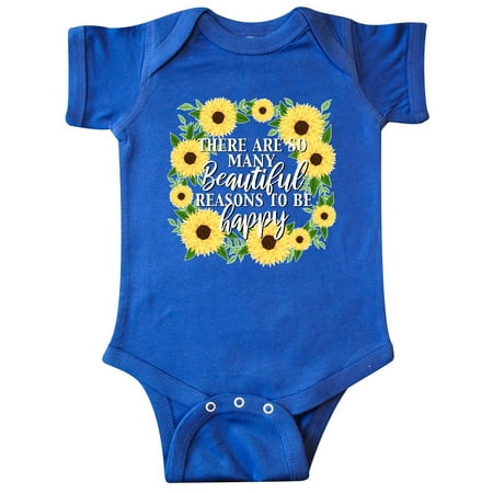 

Inktastic There are so many Beautiful Reasons To Be Happy with sunflower wreath Gift Baby Boy or Baby Girl Bodysuit