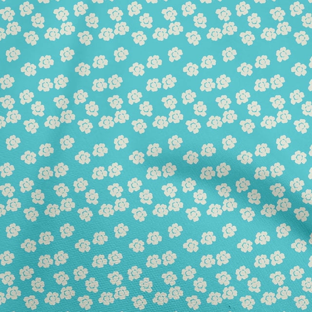 oneOone Rayon Aqua Blue Fabric Floral Sewing Craft Projects Fabric Prints By Yard 56 Inch Wide-QP