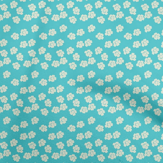 oneOone Cotton Cambric Aqua Blue Fabric Floral Diy Clothing Quilting Fabric Print Fabric By Yard 56 Inch Wide-TM
