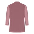 thumbnail image 4 of Kukoosong Women's Solid Color Mesh Velvet 3/4 Sleeve Crop Top with Crew Neck and Ruffled Collar, Casual Elegant Lightweight Breathable Comfortable Blouse for Women, 4 of 6