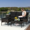 thumbnail image 1 of Gymax Set of 3 3-Seat Sofa Cushioned Table Rattan Furniture Set Garden Patio Black, 1 of 10