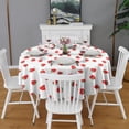 thumbnail image 2 of Red Strawberry Plants Fruit White Pattern Round Tablecloth 60"x60",Wrinkle Wipeable Table Cloth for Kitchen Dining Room Picnic Patio Party, 2 of 6