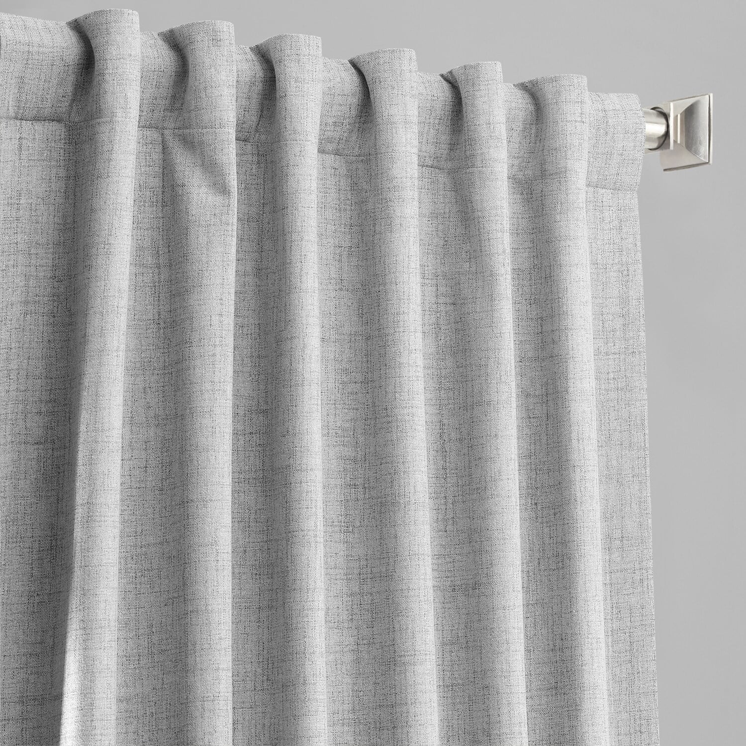 Millennial Grey Vintage Thermal Cross Linen Weave Blackout Curtain (1 Panel), Millennial Grey, 50W X 84L