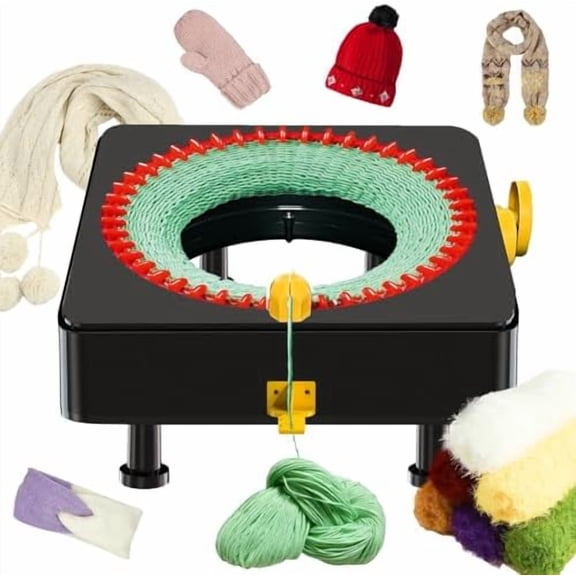 Knitting Machine 48 Needles Knitting Crochet Machines for Adults and Beginners, Smart Knitting Loom Machine for Hat, Socks, Scarves, Gloves, Knitting Looms Board Rotating Double Knit Machine Kit
