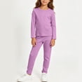 thumbnail image 2 of Bovxnpu Boys Girls Sleepwear Set Long Sleeve Crew Neck Tee Straight Leg Pants Homewear Outfits, 2 of 6